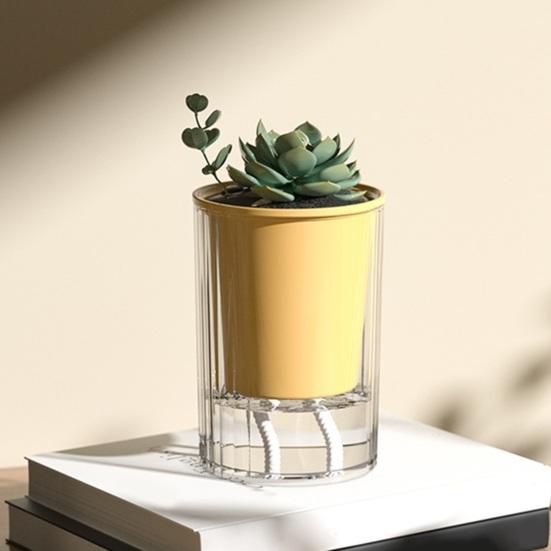 Selbstbewässerungstopf mit Abzugsloch Indoor Outdoor Hydrokulturpflanzentopf Tiefer Sichtbarer Vorratsbehälter Blumenpflanzgefäß mit Dochtseil