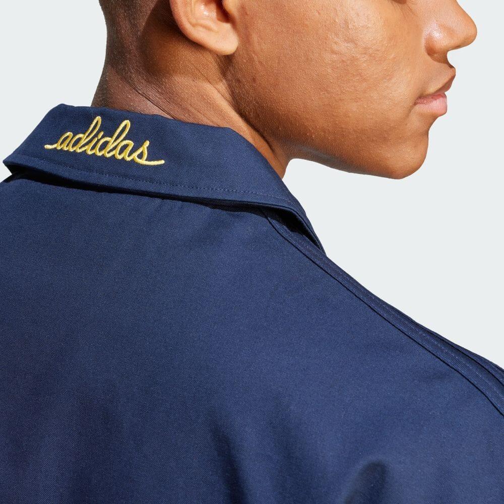Adidas Originals Solid Color Brand Logo Zip Collar Long Sleeve Outdoor Casual Jacket Men Jacket Ink-Blue IR7583