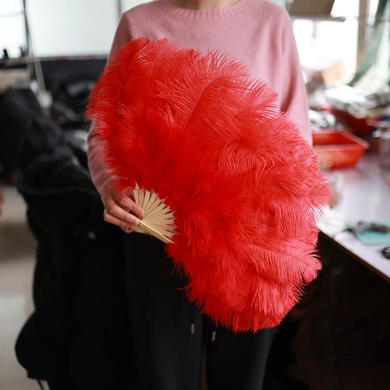 35cm Ostrich Feather Fan for Qipao Fashion Shows and Stage Performances