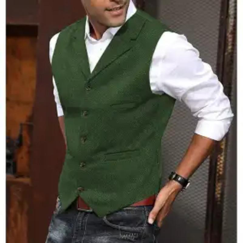 Men's Business Suit Vest Fashion British Retro Herringbone Vest Casual Work Body