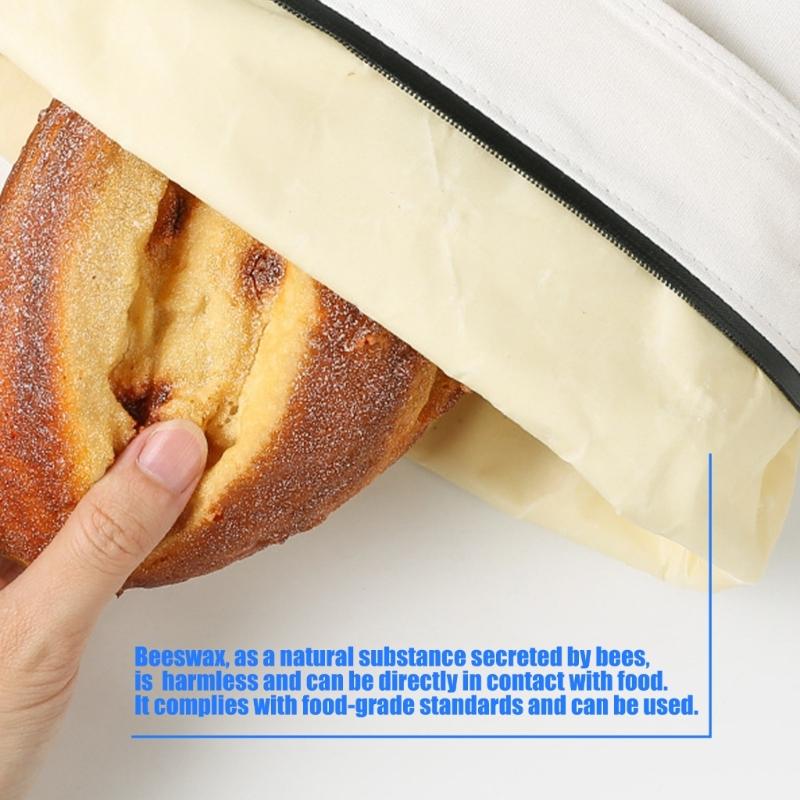 Bees Wax Bread Storage Bag with Elastic Band Food Grade Organic Cotton Wrap For Sourdough Baked Goods Freshness
