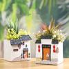 Rustikales Harzhaus Sukkulenten Pflanzgefäß Desktop Dekoration Ornament