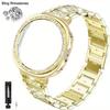 Rhinestone Bling Metal Watch Band + PC Protective Case For Samsung Galaxy Watch 8 44mm 40mm Business Watch Band