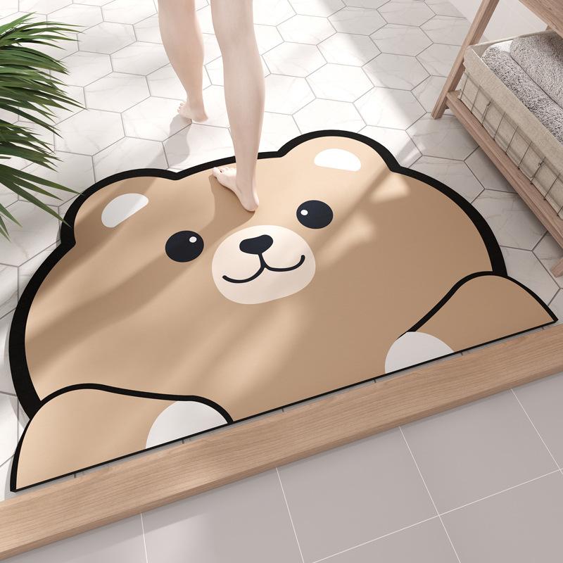 Cartoon Animal Home Soft Diatom Mud Mat Bathroom Non-slip Mat Toilet Toilet Moisture-wicking Foot Mat Durable Durable