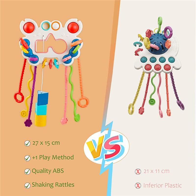 Montessori Toys for Baby Sensory Toys Crab Travel Toys Toddlers 1 2 3 Year Old Pull String Fidget Toys Birthday Gifts