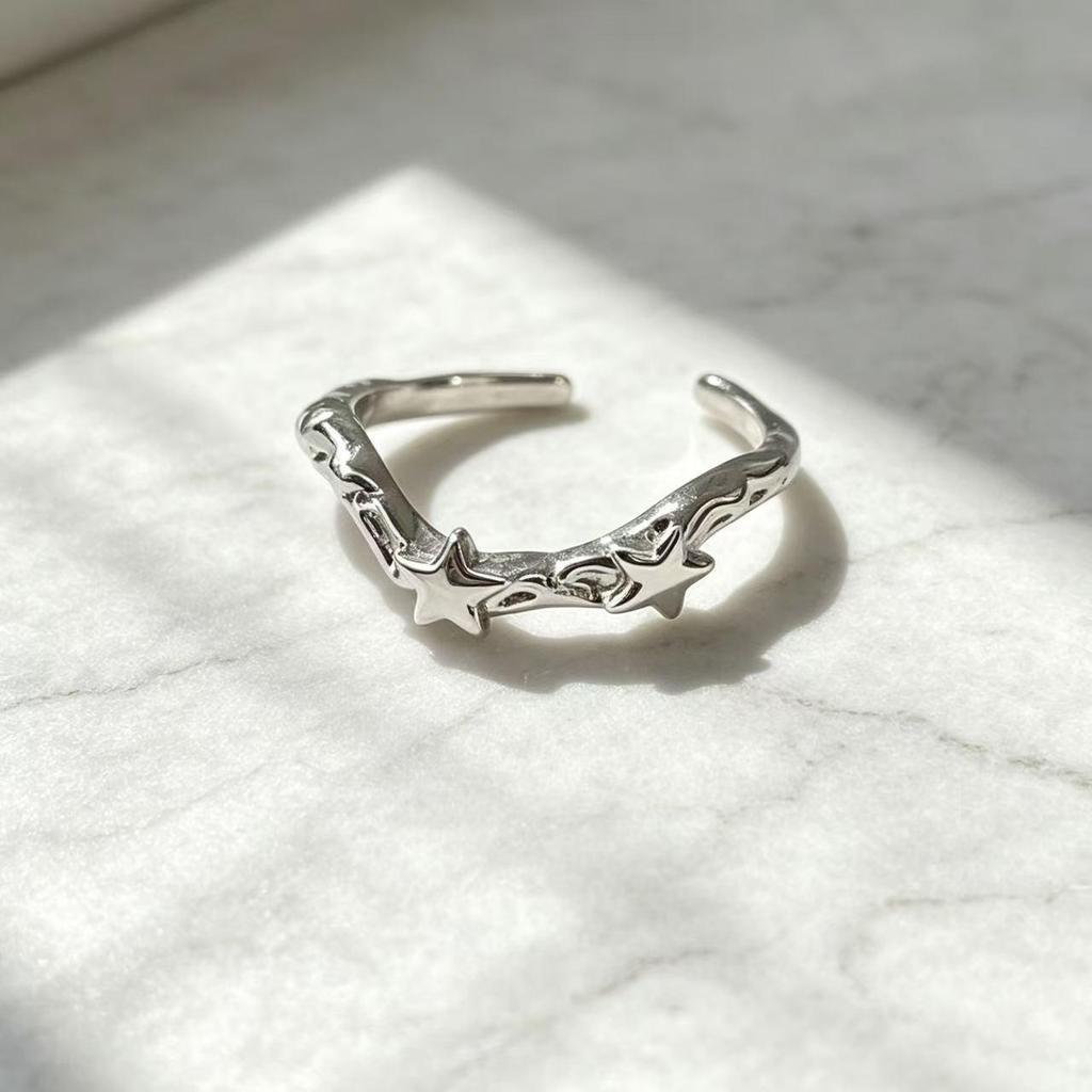 Women's Irregular Starburst Open Ring - Simple Cold Style Fashion Accessory