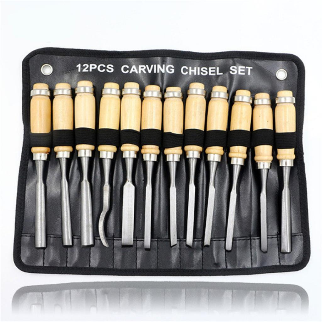 12pcs Wooden Carving Hand Tool Set Professional Woodworking Tools With Storage Bag For Sculptor Carpenter Artist