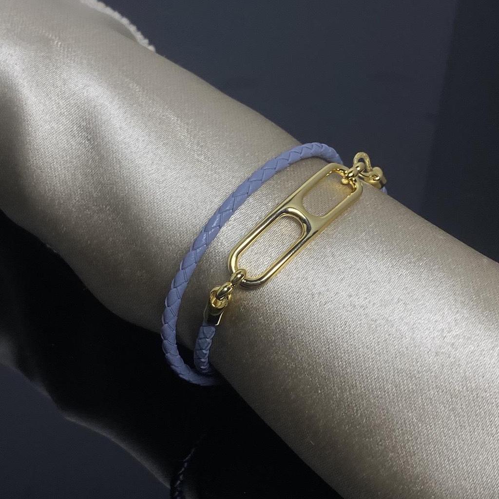 Luxury H-Style Double-Layer Leather Cord Pig Nose Couple Bracelet - Colorful Valentine's Day Gift