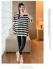 Korean Style Maternity Striped Casual Top - Plus Size, Loose, Slimming, Stylish & Age-Reducing