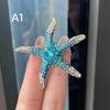Trendy Multicolor Rhinestone Starfish Brooch 1Pcs Unisex Durable Clothing Pin for Daily Wear Party Anniversary Decoration