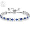 Edele 925 Sterling Zilveren Armband Ketting Luxe Kleur Kristal Hand Sieraden Voor Vrouwen Charme Bruiloft Cadeau Feest 18cm