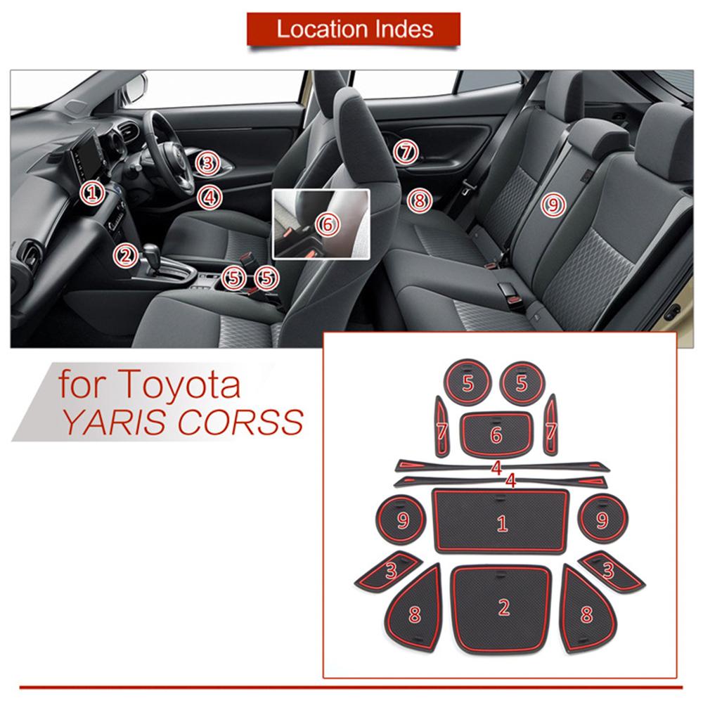 Car Rubber Door Groove Mat for Toyota Yaris Cross XP210 ~2023 2022 Cup Cushion Gate Slot Coaster Dust-proof Pad