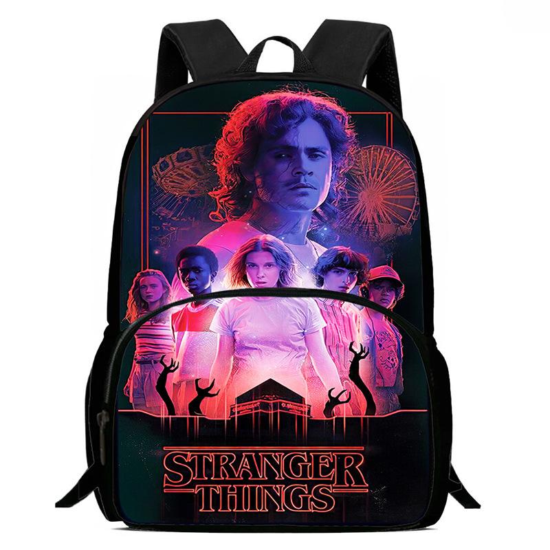 Stranger Things Printed Backpack Stranger Things5 Student School Bag Cartoon Lightweight Front Bag Backpack