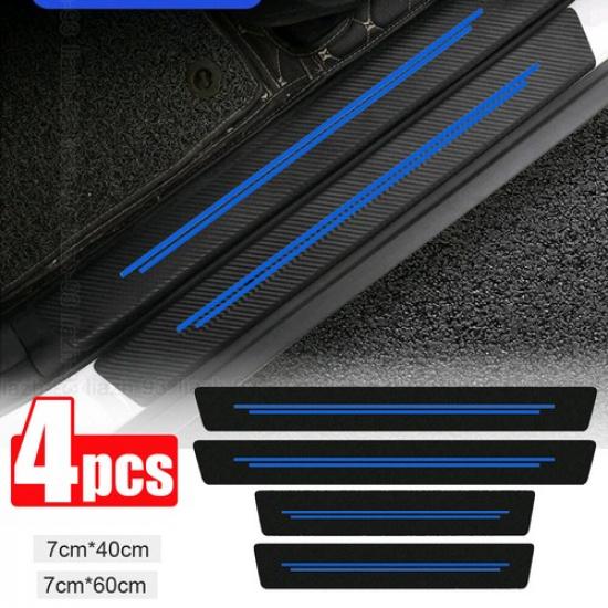 4x Leather Car Door Plate Sill Scuff Cover Anti Scratch Decal Sticker Protection