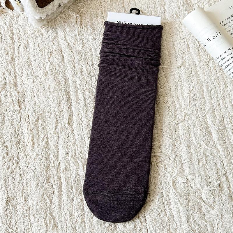 Skarpety Wełniane Dziecięce Jednokolorowe Skarpetki do Nakładania Sezonowe Ciepłe Zwijane Bezszwowe Skarpety Poporodowe Kaszmirowe Skarpety Średniej Długości Damskie