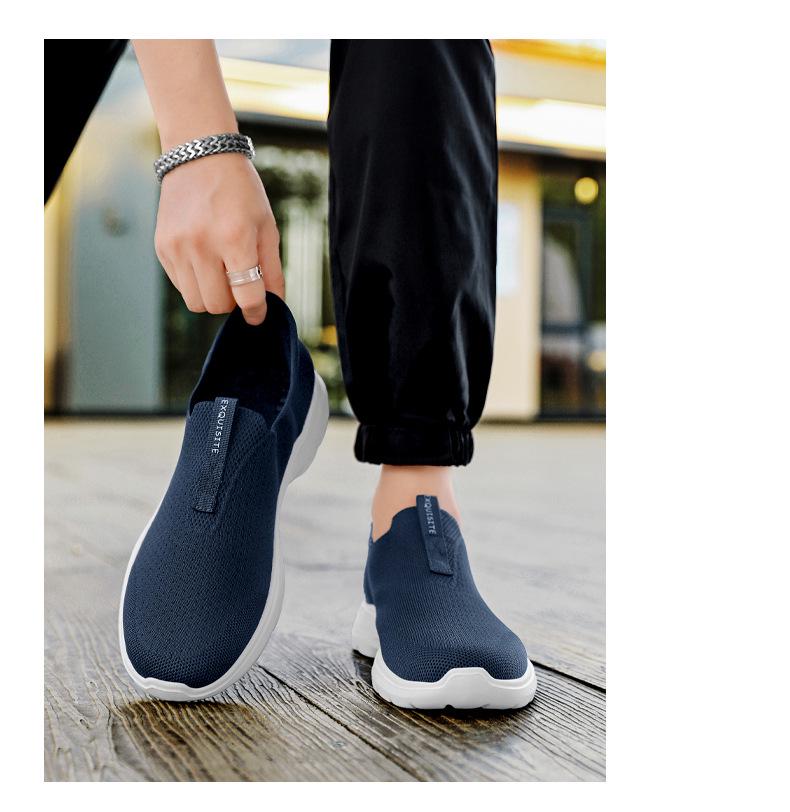 Men's Mesh Breathable Slip-on Casual Lightweight Shoes, Plus Size, Thick Sole, Outdoor Sports Footwear