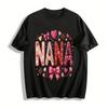 Valentine's Day Nana Heart Bow Print Casual Top Pure Cotton T-shirt