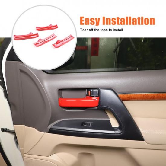 Red Inner Door Grab Handle Cover Trim For Land Cruiser LC200 J200 2008-