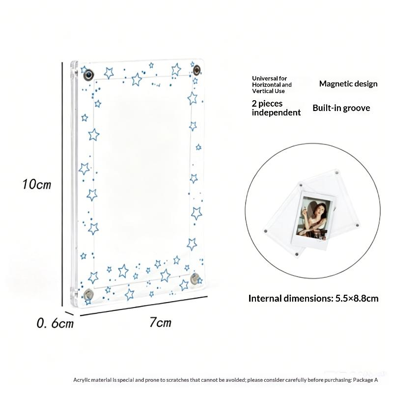 Magnetic 3 Inch Photo Frame Refrigerator Sticker Star Wave Dot Pattern Fridge Magnet for Holiday Souvenir Display