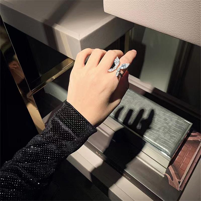 Elegant Zirconia Butterfly Open Ring for Women - Versatile Retro Fairy Style Adjustable