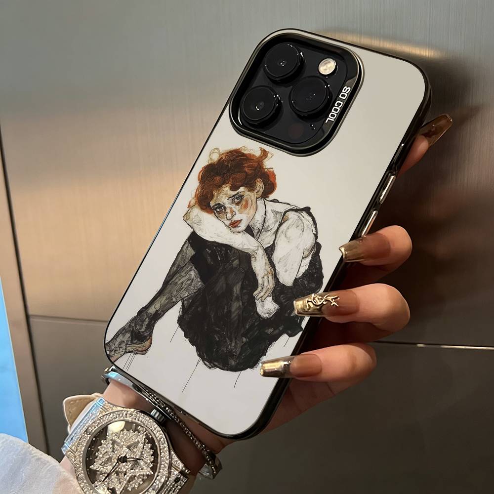 

E-Egon S-Schiele Phone Case For IPhone17 16 11 12 13 14 15 16 Pro Max Plus Cover Colored Silver Funda Bumber iPhone12