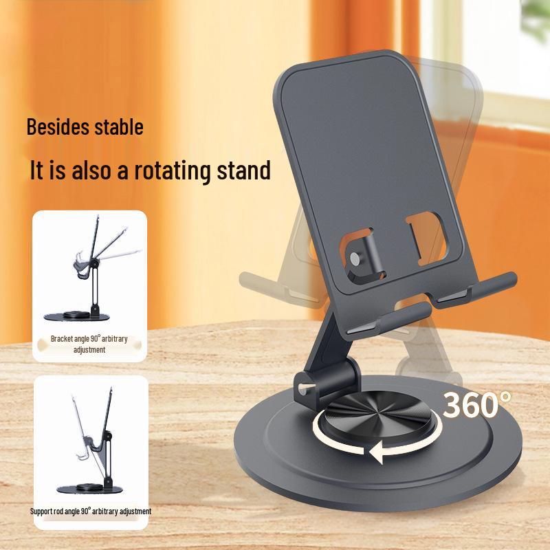 Wood Grain Rotating Phone Holder with Logo - Foldable Metal Stand, Ideal for Promo Gifts & Advertising