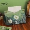 Space Saving Paper Holder PU Leather Tissue Box Cover with Wild Rose/Sunflower Pattern, Foldable Desktop Organizer, Napkin Multi Purpose Storage