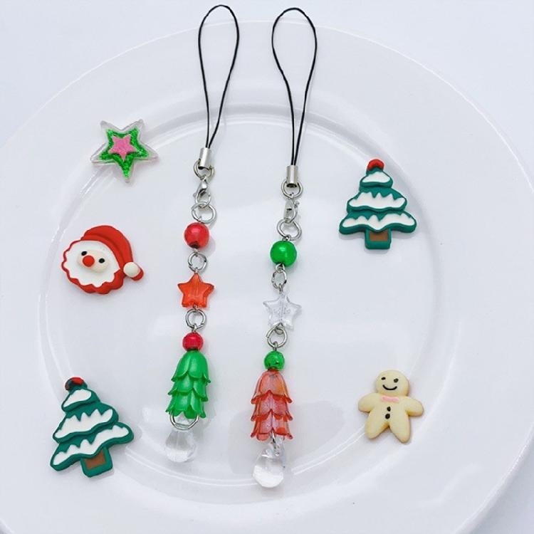 Handmade Keychain Colorful Star Pendant Phone Chain Christmas Tree Beaded Strap