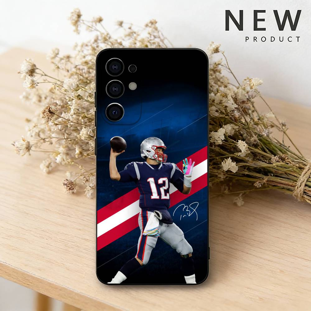 Rugby Tom B-Brady 12 Phone Case For Samsung S26,25,24,23,22,30,21,10,9,Ultra,Plus,Lite Black Soft Case