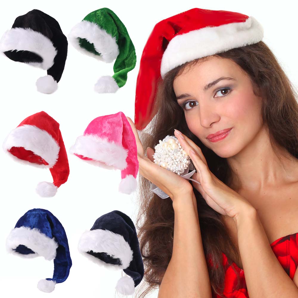 Holiday Plush Christmas Hat Red Hat Santa Hat Cosplay Supplies Fur Xmas Cap  Home Decoration