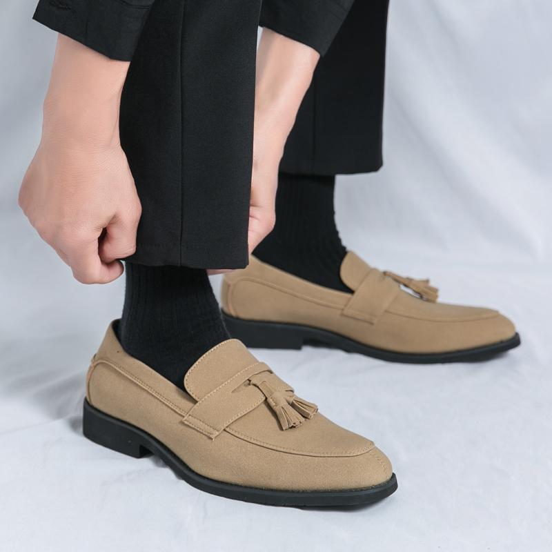 Fashion High Quality Men Breathable Casual Flow Su Le Fu Shoes Fashion Brand Men Spring Comfortable Pointed Formal Business Leather Shoe