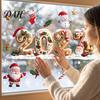 Adhesive Free Glass Ornaments Christmas Gingerbread Window Cling 2027, Static Stickers with Santa Claus Man Decals Snowman Reindeer and Snowflake for