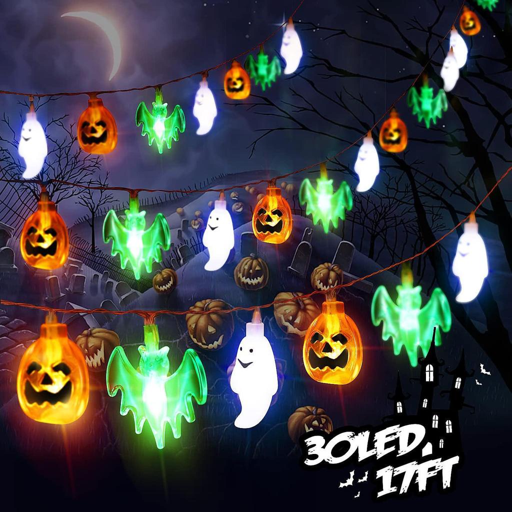 Cross-Border Halloween String Lights - Spider, Bat, Ghost & Pumpkin Decorations