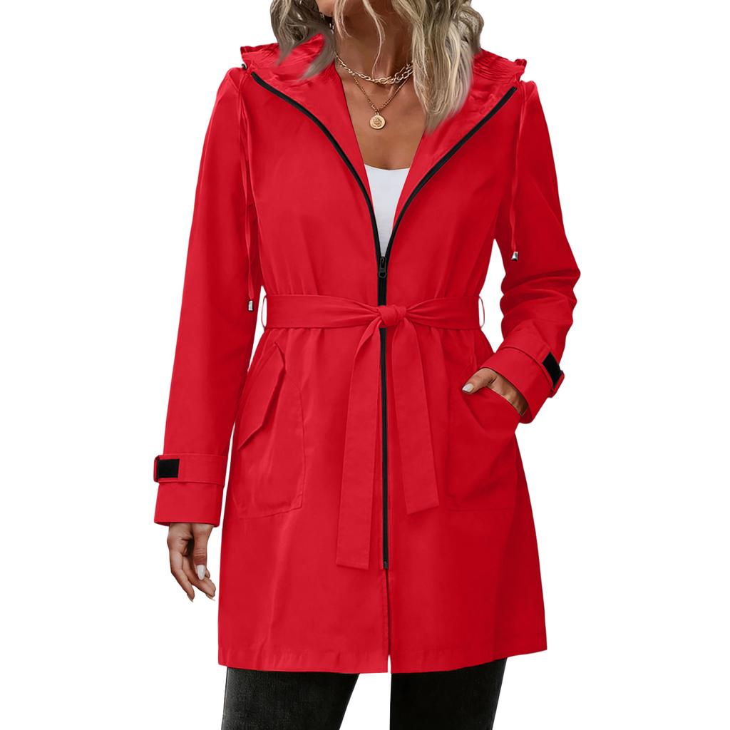 Damen Regenmäntel Mit Kapuze Leichte Outdoor Kapuzen Windjacke Trenchcoat Jacke Große Größen