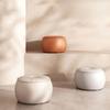 Luxury Pumpkin Round Stool, Minimalist Low Ottoman for Living Room Entryway