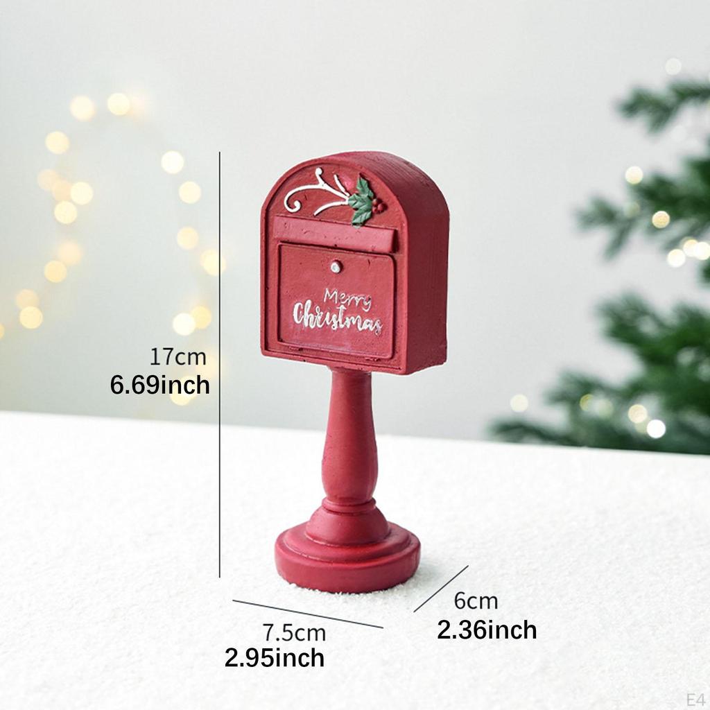 Christmas Sculpture Mailbox Statue Collection Crafts Gift Artwork Resin Figurine Ornament for Office