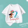 Moana 2 Cartoon Pattern Numbers Girls Cute T-shirts Kids Birthday Party Clothes 1-9 Print Child Tee Fashion Summer T Shirt Gifts