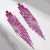 Color Diamond-Set Long Fringed Earrings, Heavy Industry Exaggerated Design Earrings, Fashion Earrings