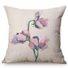 Watercolor Red Flower Splatter Art Sofa Decorative Throw Pillow Case Violet Green Leaves Yellow Petal Cotton Linen Cushion Cover