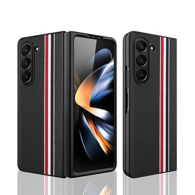 Matte Hülle mit klassischer Streifen-Kohlefaser-Textur für Samsung Galaxy Z Fold 5 4 Hülle, faltbar, stoßfest, vollständiger Schutz, Hardcover-Zubehör