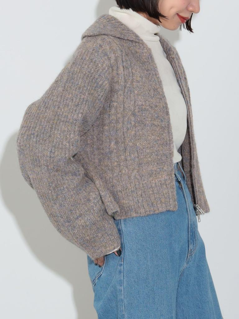 Knit Color D Zip KT PINK ONE SIZE [Beams Heart] L/S o/BIG Women's
