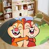 Cute Chip 'n' Dale print round floor mat, home rug decoration, cartoon welcome doormat, non-slip and stain-resistant.