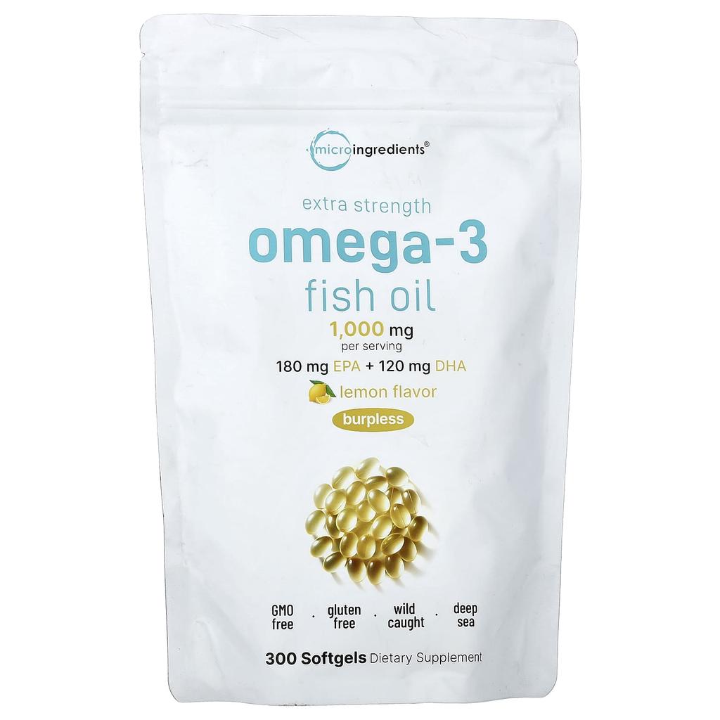Micro Ingredients, Omega-3 Fish Oil, 300mg, Fish Softgels 500 Tablets (500mg per softgel)