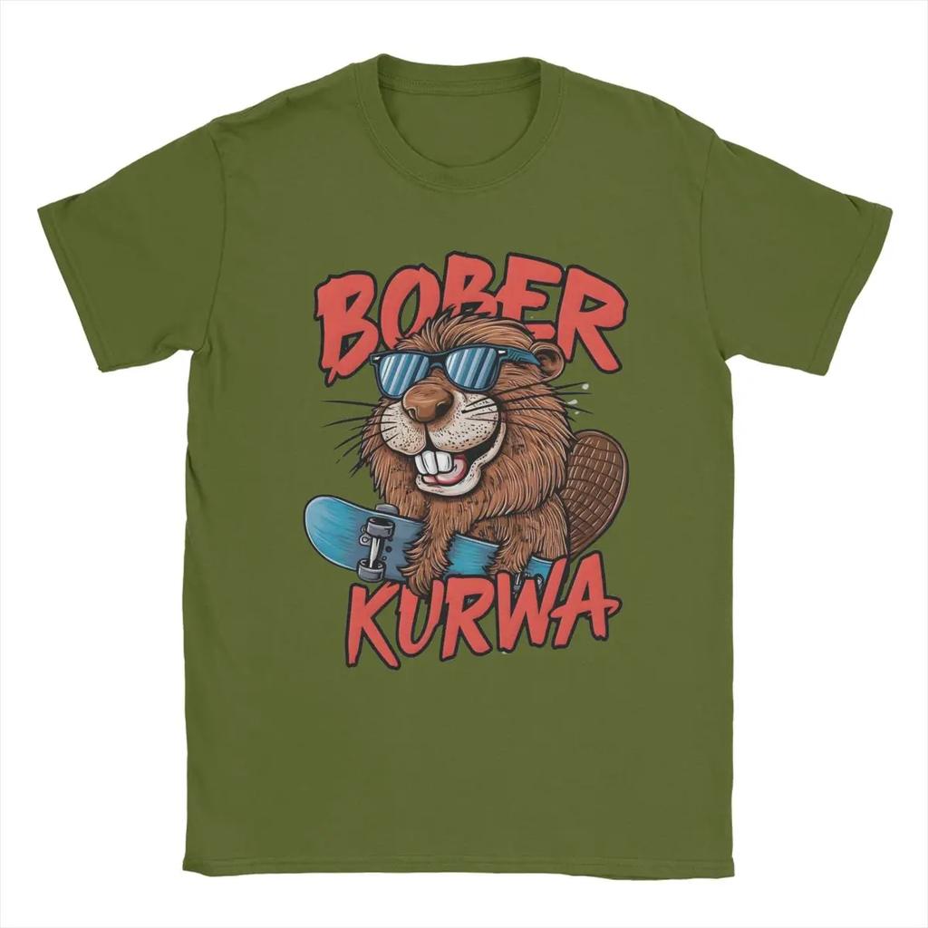 Men T-Shirt Kurwa Bobr Bober Beaver Boberek Cool Cotton Tee Shirt Short Sleeve T Shirt Round Collar Clothes Birthday Present