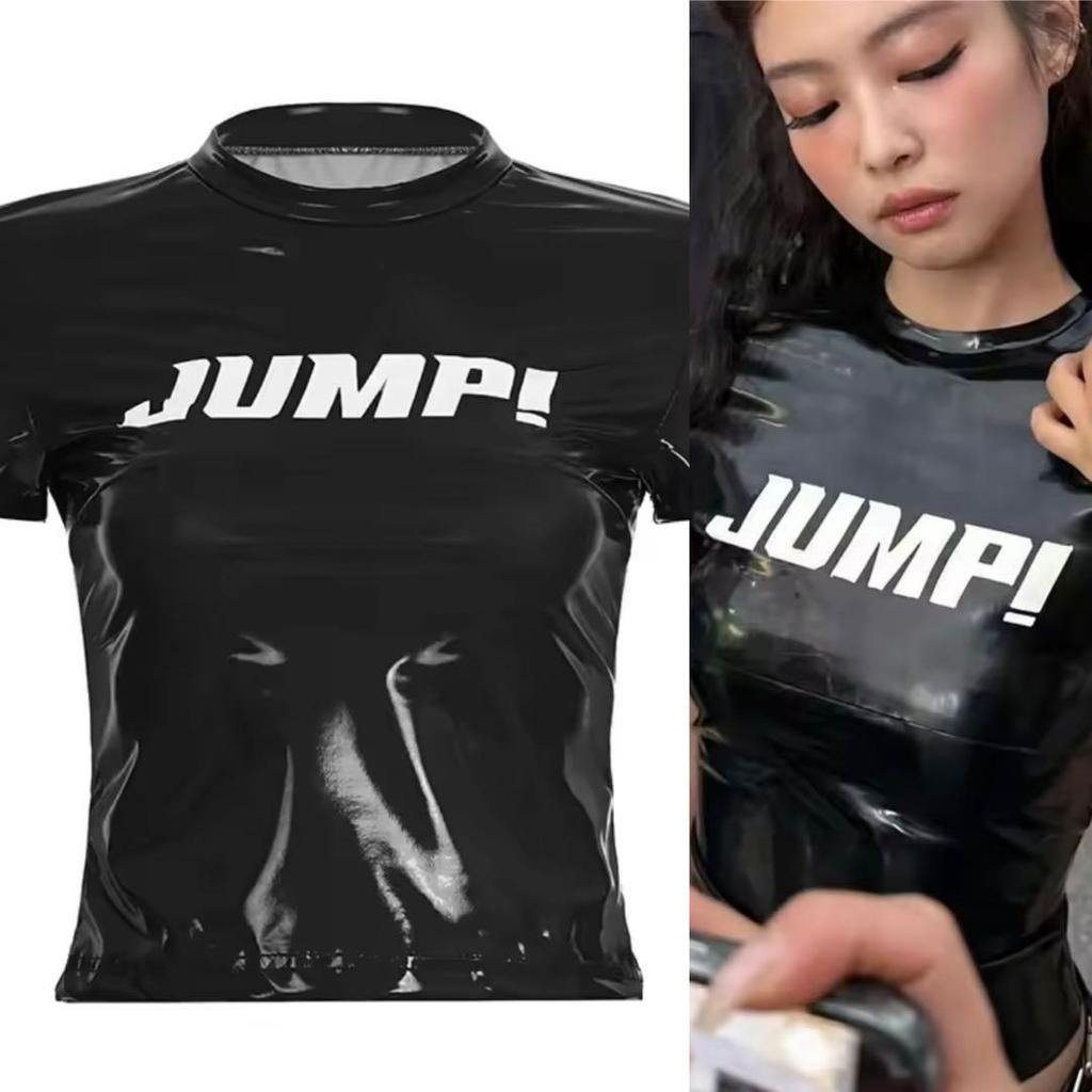 [USED] JUMP BLACKPINK PU Leather T-Shirt Black Jennie Ver.