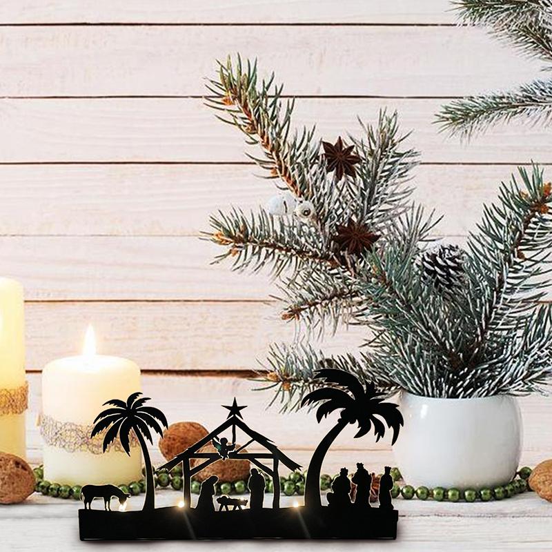 Kerzenständer aus Eisen, Motiv: Geburtsszene, Kerzenständer für Weihnachten, Geburtstagsszene