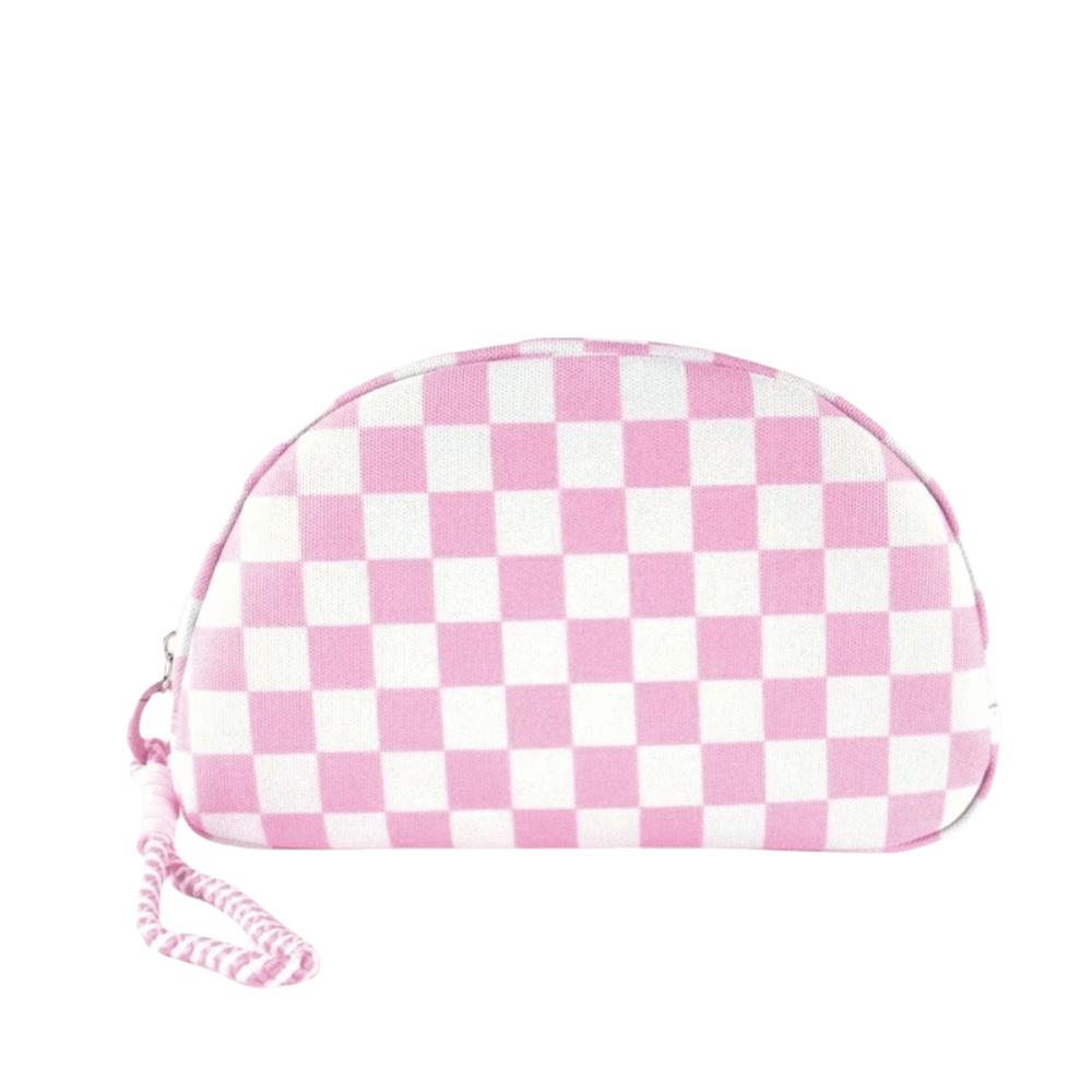 with Hand Strap Checkered Pattern Cosmetic Bag Waterproof Toiletry Bag Makeup Organizer Travel