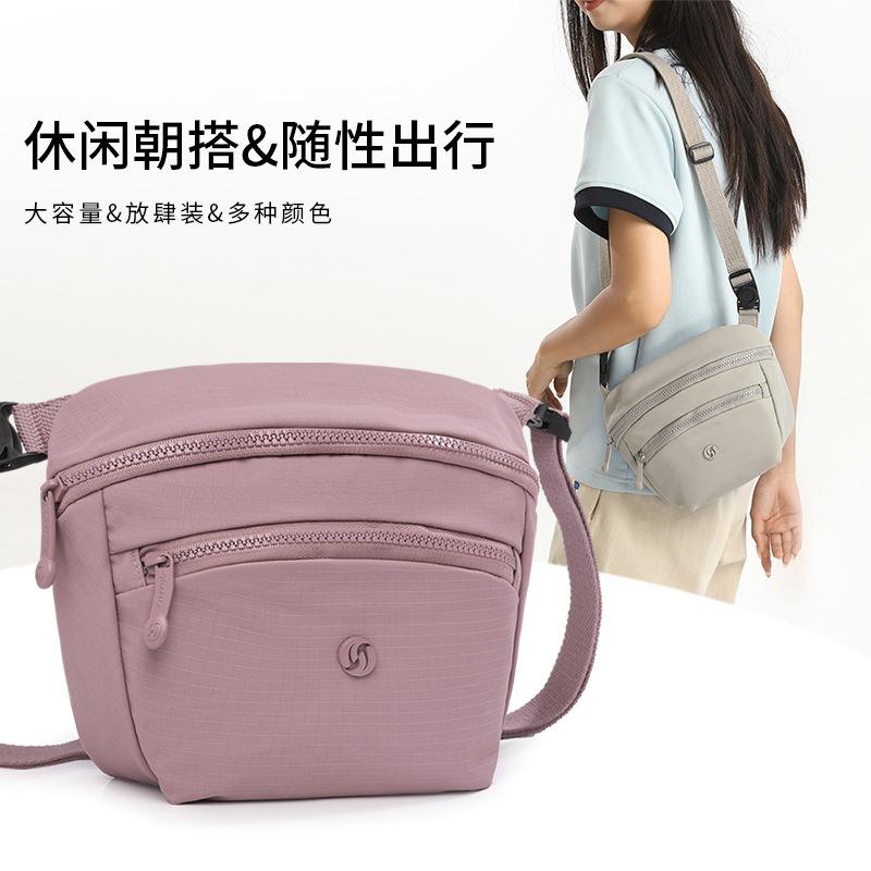 Flerlagers messengerväska i canvas för kvinnor, lättviktig nylon, vattentät fritidsväska, mångsidig textur, pendlaraxelväska för kvinnor