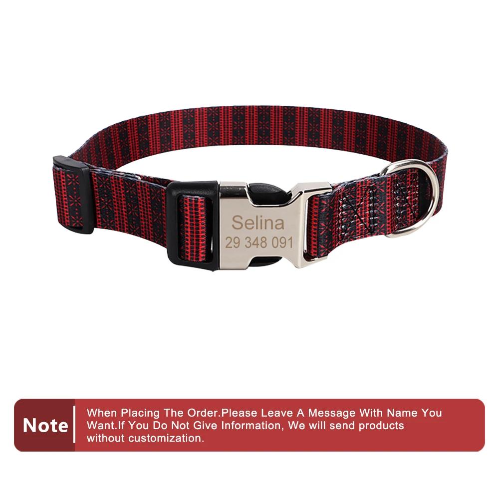 

Классический индивидуальный ошейник для собак с металлической пряжкой, ошейник с табличкой для имени собаки, бесплатная гравировка, персонализированные ошейники для домашних животных, регулируемые для маленьких, средних и больших собак neck 32-50cm