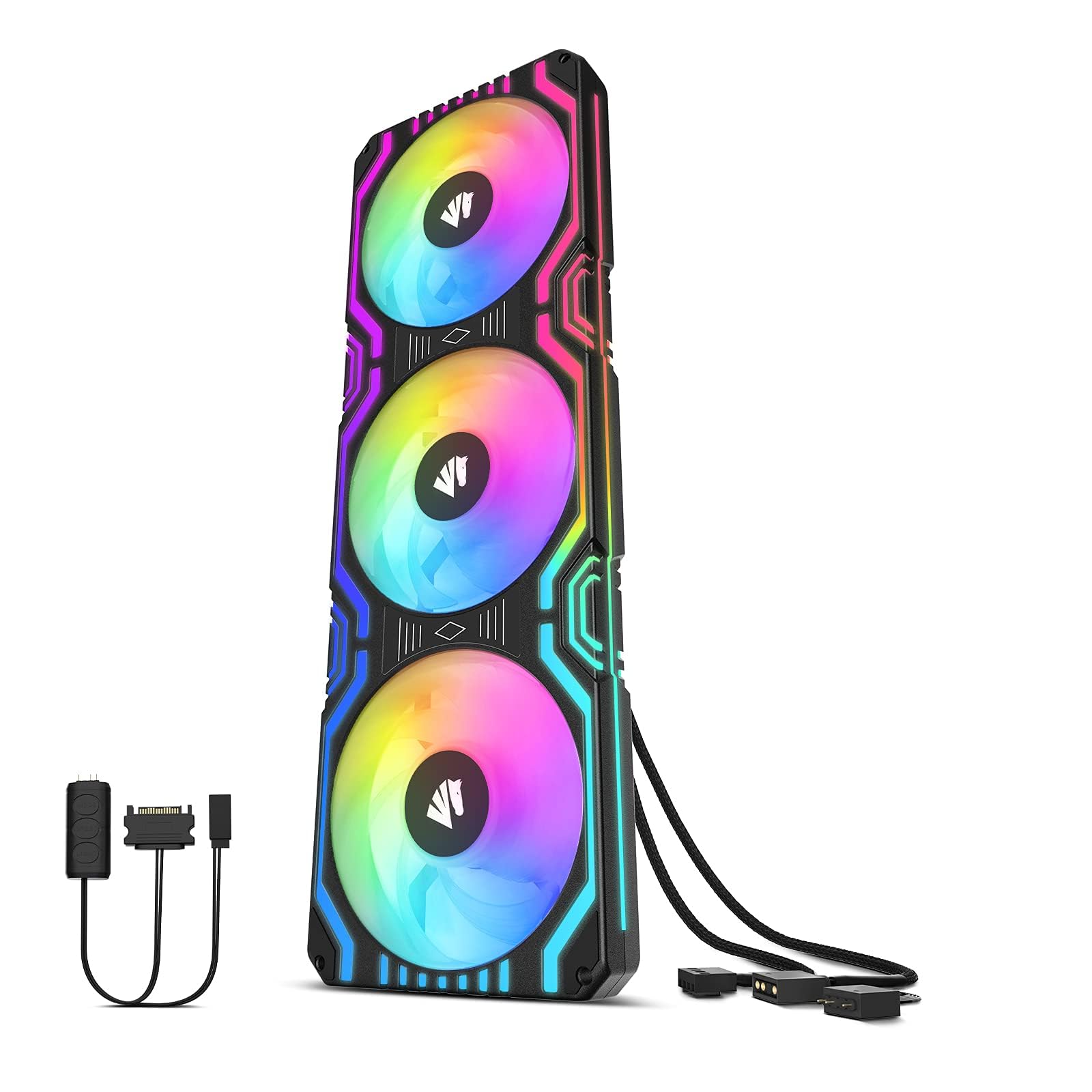 

AsiaHorse ARGB PC Case Fan Performance 1800 4PIN PWM 5V 3PIN RGB Simple Water Cooling CPU Cooler Fan 120MM3/360MM, [High RPM] Fan, Fan, HDB-Bearing, чорний